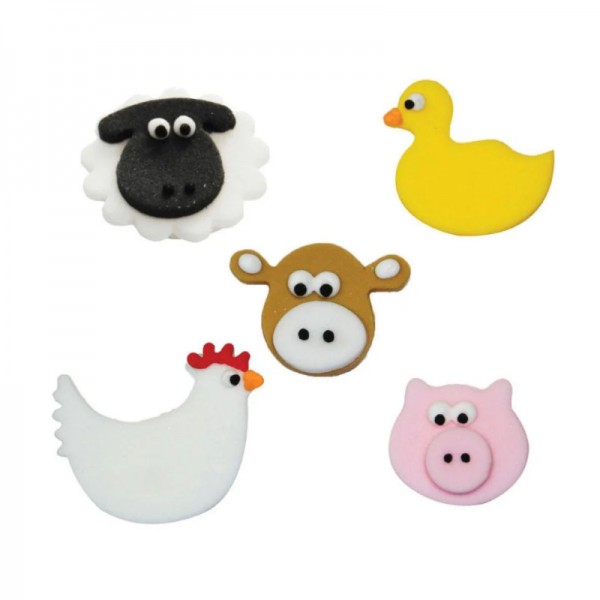 Décor en sucre Animaux de la ferme, 5 pcs.