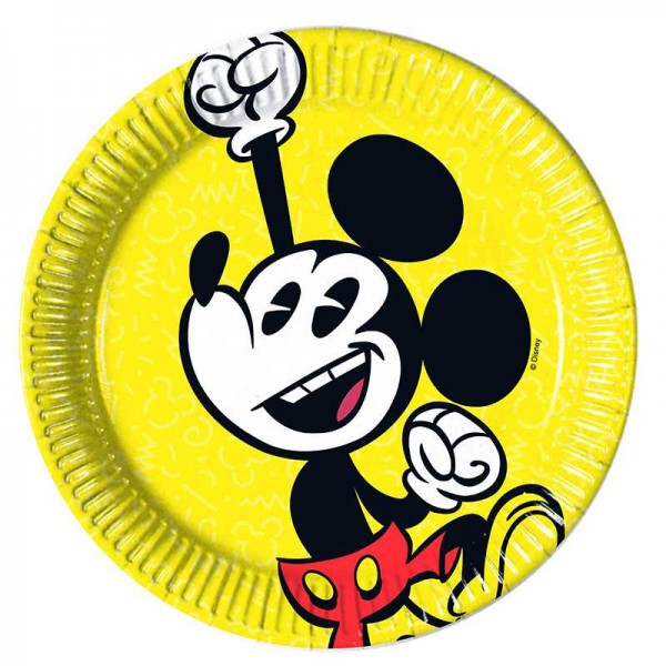 Teller Micky Maus Super Cool gelb, 8 Stk.