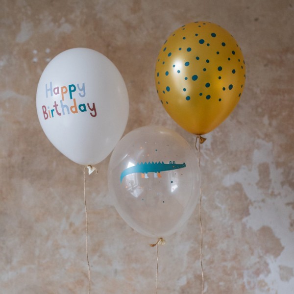 Luftballons Happy Birthday Krokodil, 12 Stk.