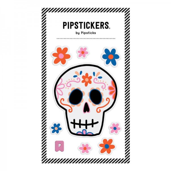 Sticker Totenkopf mit Blumen