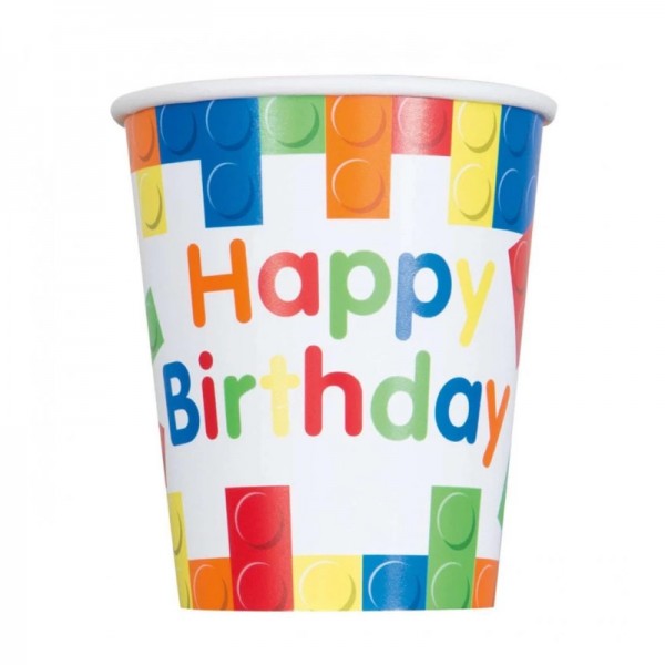 Becher  Happy Birthday Bausteine, 8 Stk.