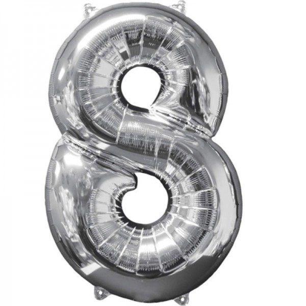 Ballons aluminium 8 argent, 1 pcs.