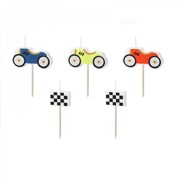 Bougies d'anniversaire Racing Cars, 5 pcs.