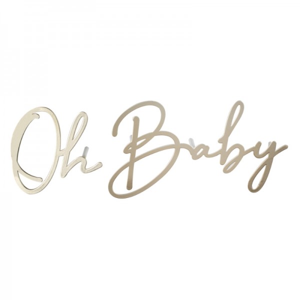 Cake Topper "Oh Baby" Métal doré