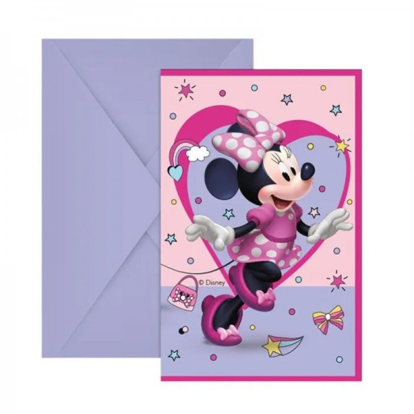 Invitations d'anniversaire Minnie Mouse, 6 pcs.