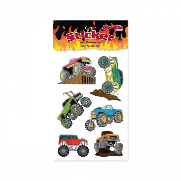 Glitzer-Sticker Monstertrucks