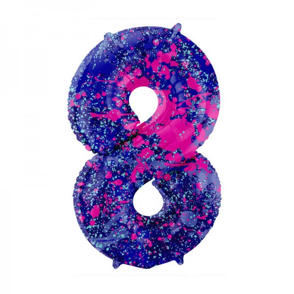 Ballon en plastique chiffre 8 Paint Splash