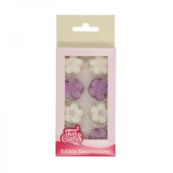 Zuckerdekor Blumen Mix Lila, 24 Stk.