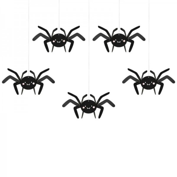 Décoration à suspendre Araignées en papier, 5 pcs.