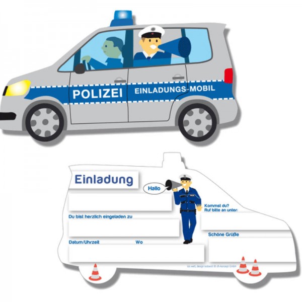 Einladungskarten Polizei, 6 Stk.