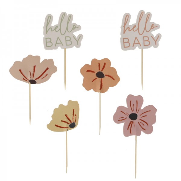 Cupcake Topper Floral Baby Shower