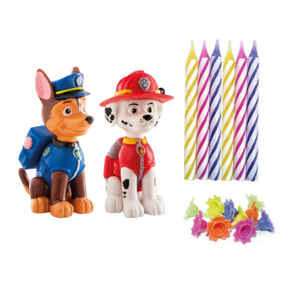 Tortendeko-Set Kerzen + Figuren Paw Patrol