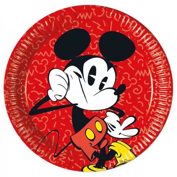 Teller Micky Maus Super Cool rot, 8 Stk.