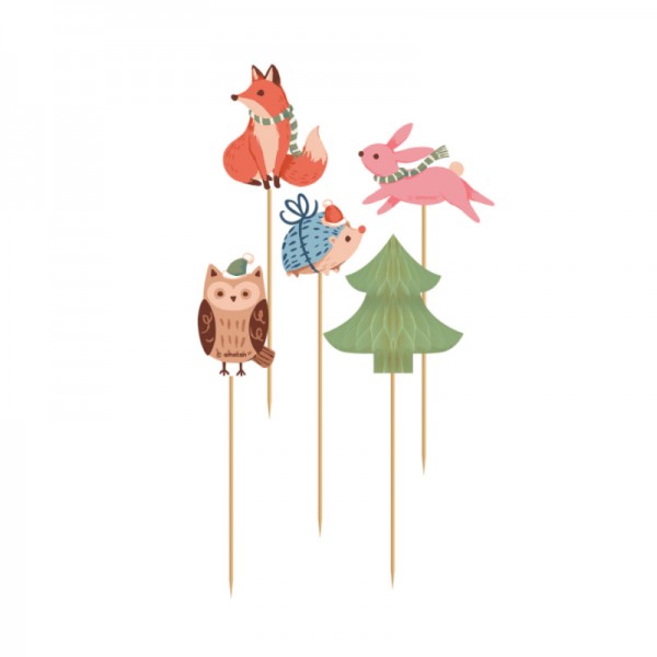 Cake Topper animaux de la forêt, 10 pièces