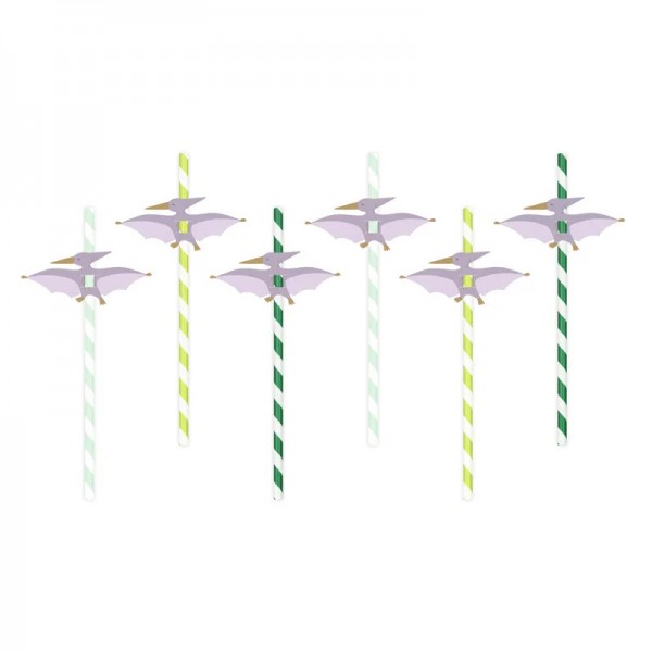 Pailles en papier Pterodactyl Dino, 6 pcs.