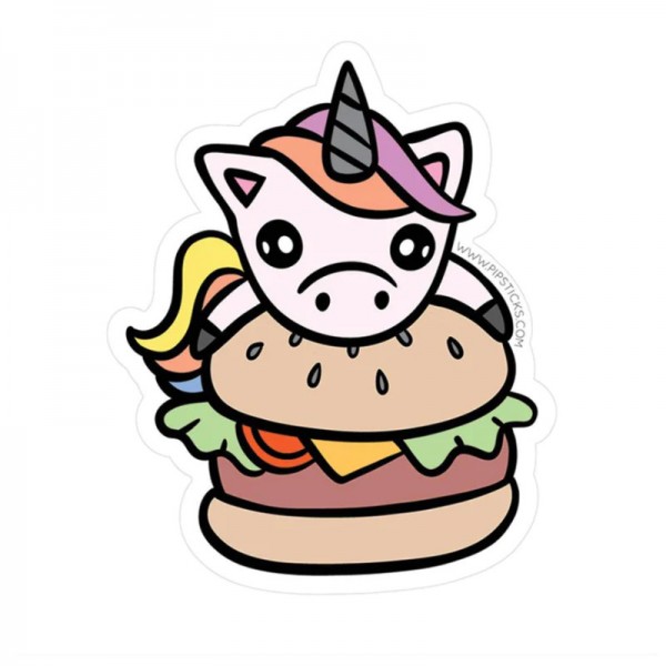 Autocollant Burger Licorne, 1 pc.